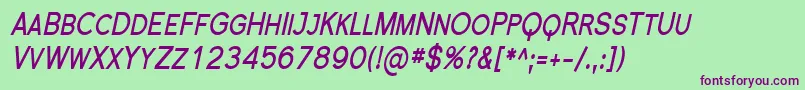 FlorencesansScCondBoldItalic Font – Purple Fonts on Green Background