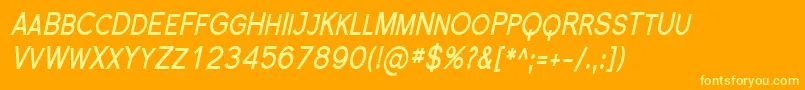 FlorencesansScCondBoldItalic-Schriftart – Gelbe Schriften auf orangefarbenem Hintergrund