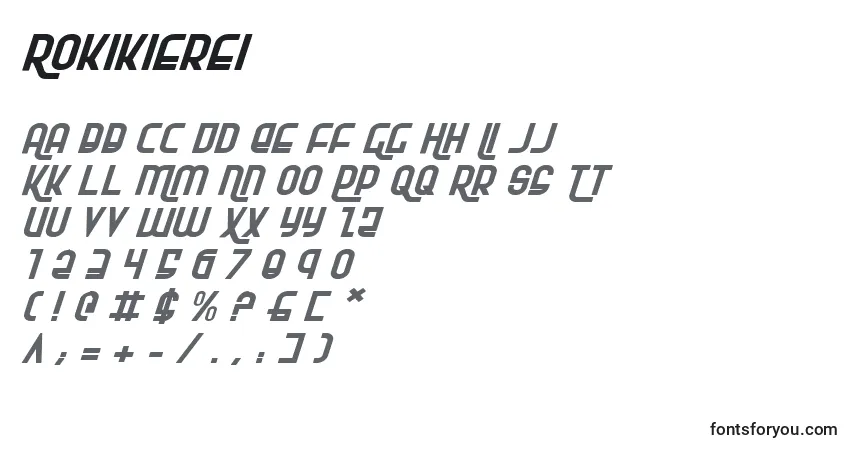 Шрифт Rokikierei – алфавит, цифры, специальные символы