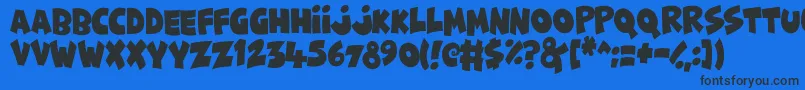 FunnyCute-fontti – mustat fontit sinisellä taustalla