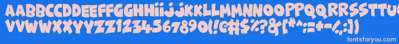 Weitere Informationen zur FunnyCute-Schriftart FunnyCute-Schriftart – Rosa Schriften auf blauem Hintergrund