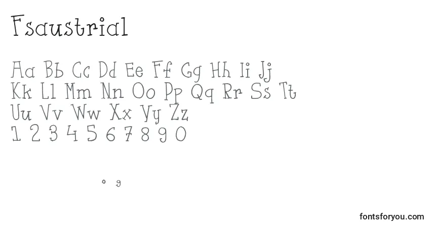 A fonte Fsaustrial – alfabeto, números, caracteres especiais