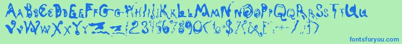 KyotoSong Font – Blue Fonts on Green Background