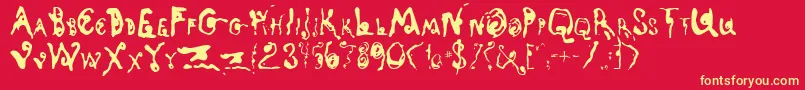 KyotoSong-Schriftart – Gelbe Schriften auf rotem Hintergrund