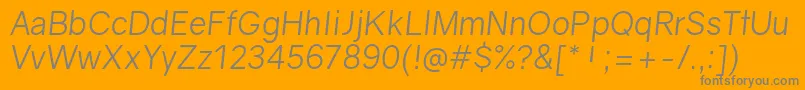 Lisätietoja GravityBookitalic-fontista GravityBookitalic-fontti – harmaat kirjasimet oranssilla taustalla