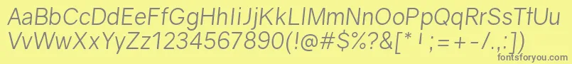 GravityBookitalic Font – Gray Fonts on Yellow Background