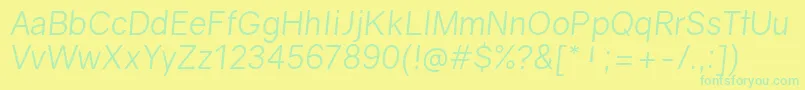 GravityBookitalic-fontti – vihreät fontit keltaisella taustalla