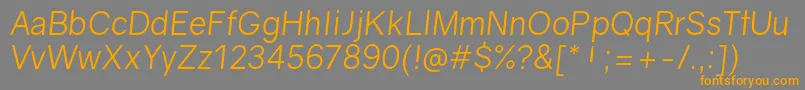 Fonte GravityBookitalic – fontes laranjas em um fundo cinza