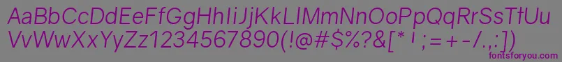 Шрифт GravityBookitalic – фиолетовые шрифты на сером фоне