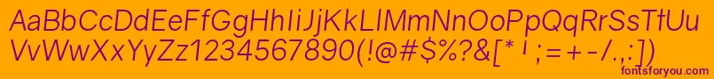 Шрифт GravityBookitalic – фиолетовые шрифты на оранжевом фоне