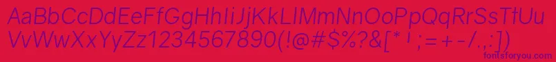 フォントGravityBookitalic – 赤い背景に紫のフォント