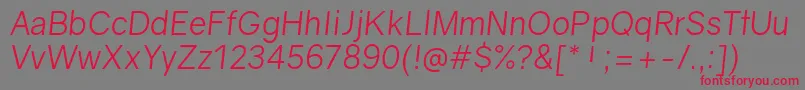 GravityBookitalic Font – Red Fonts on Gray Background
