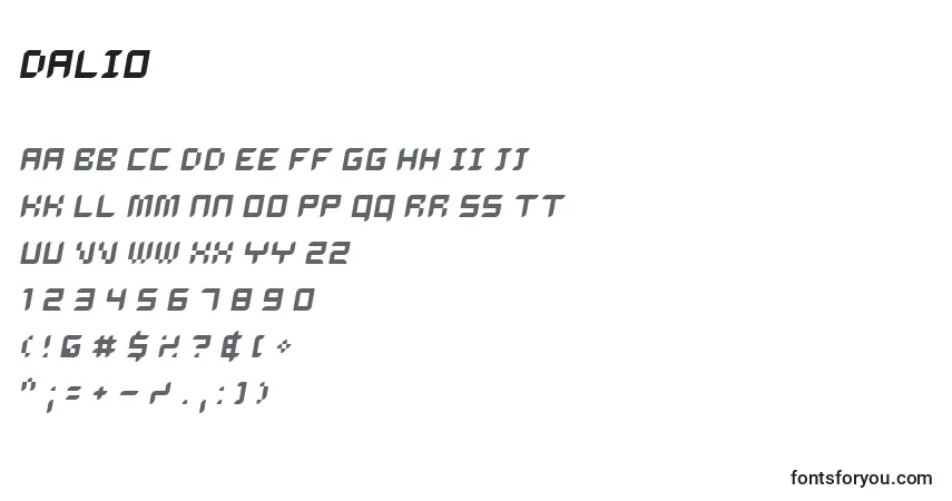 A fonte Dalio – alfabeto, números, caracteres especiais
