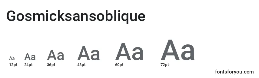 Размеры шрифта Gosmicksansoblique