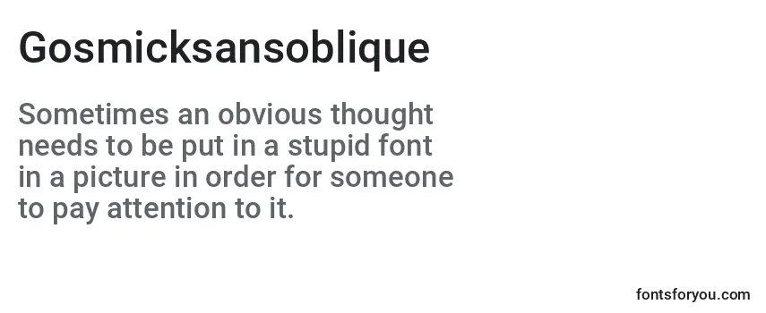 Review of the Gosmicksansoblique Font