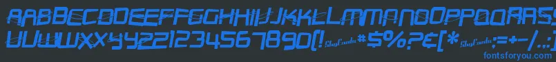 Czcionka SfOuterLimitsDistorted – niebieskie czcionki na czarnym tle