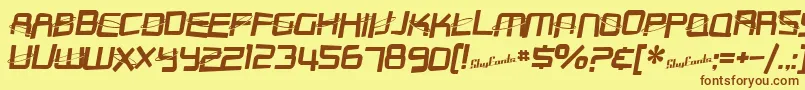 SfOuterLimitsDistorted Font – Brown Fonts on Yellow Background