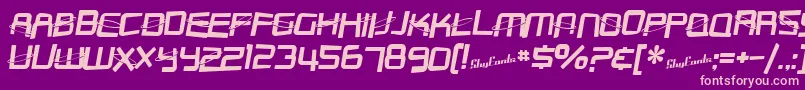 SfOuterLimitsDistorted-Schriftart – Rosa Schriften auf violettem Hintergrund