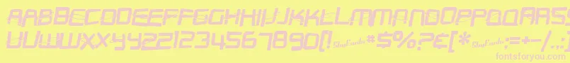 SfOuterLimitsDistorted-fontti – vaaleanpunaiset fontit keltaisella taustalla