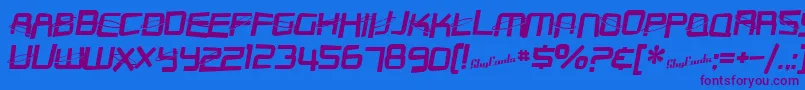 SfOuterLimitsDistorted Font – Purple Fonts on Blue Background