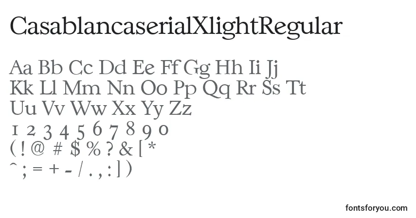 Schriftart CasablancaserialXlightRegular – Alphabet, Zahlen, spezielle Symbole