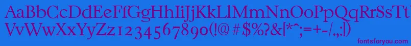 CasablancaserialXlightRegular Font – Purple Fonts on Blue Background