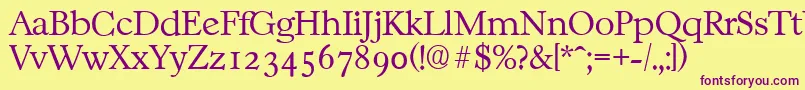 CasablancaserialXlightRegular Font – Purple Fonts on Yellow Background