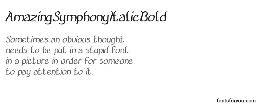 Review of the AmazingSymphonyItalicBold Font