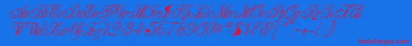 ClaudiaRegular Font – Red Fonts on Blue Background
