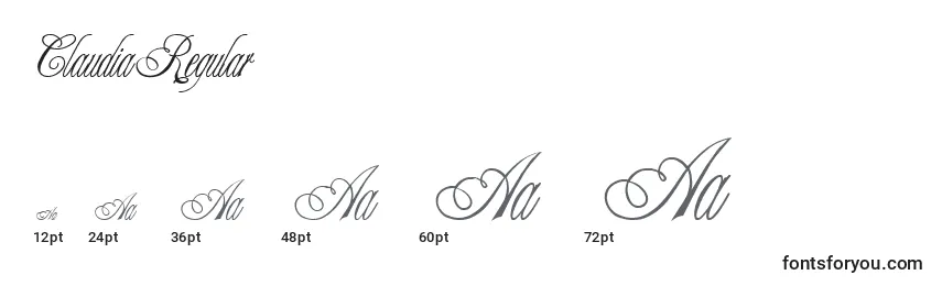 ClaudiaRegular Font Sizes