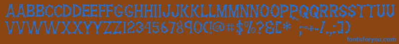 FossilRegular-Schriftart – Blaue Schriften auf braunem Hintergrund