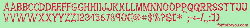 FossilRegular Font – Red Fonts on Green Background