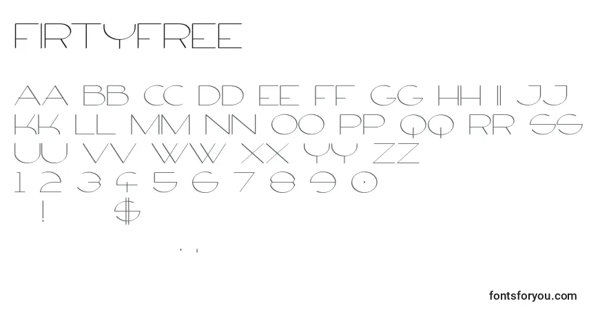 Czcionka FirtyFree (27883) – alfabet, cyfry, specjalne znaki