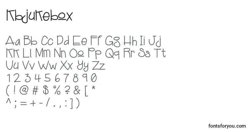 Schriftart Kbjukebox – Alphabet, Zahlen, spezielle Symbole