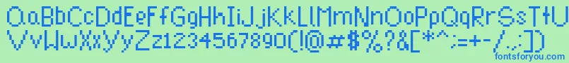 フォントClynikal2 – 青い文字は緑の背景です。