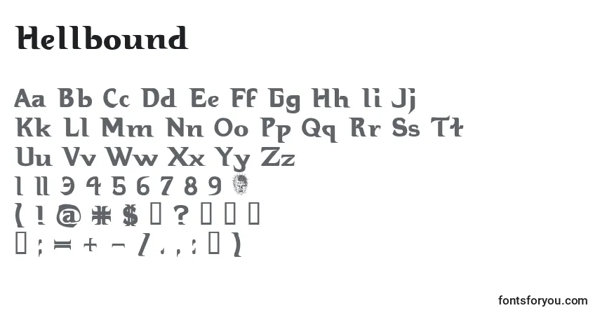 Czcionka Hellbound – alfabet, cyfry, specjalne znaki