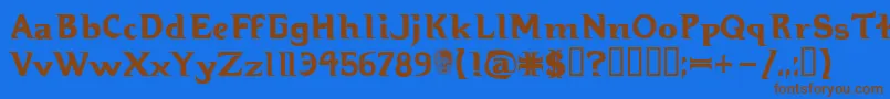 フォントHellbound – 茶色の文字が青い背景にあります。