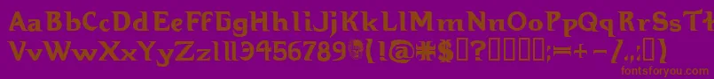Hellbound-Schriftart – Braune Schriften auf violettem Hintergrund
