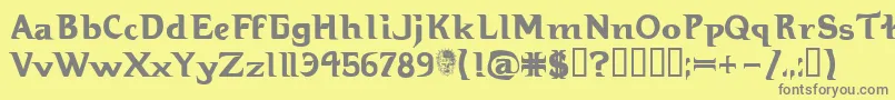 Hellbound-fontti – harmaat kirjasimet keltaisella taustalla