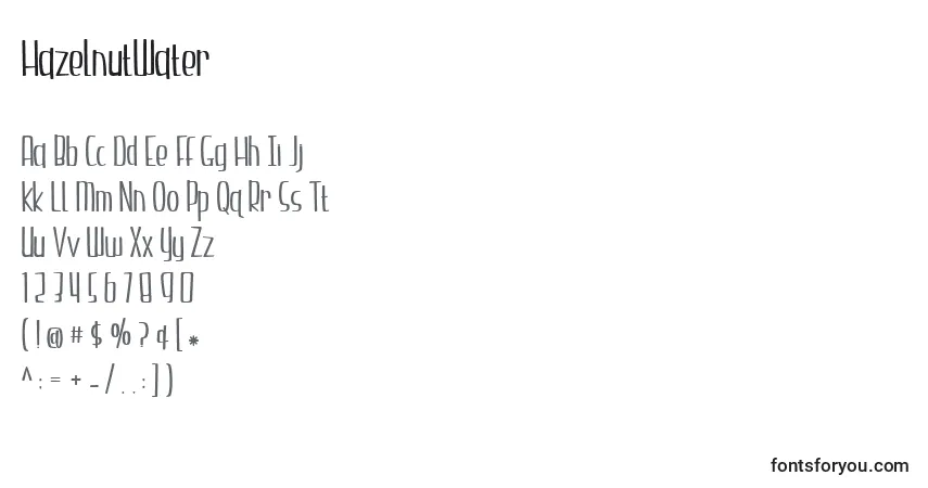 Schriftart HazelnutWater – Alphabet, Zahlen, spezielle Symbole