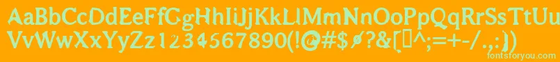 BajsmaskinTjockSprutande-Schriftart – Grüne Schriften auf orangefarbenem Hintergrund
