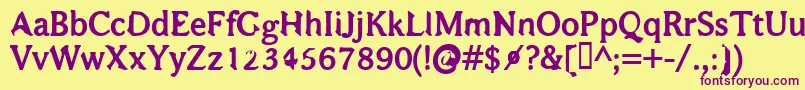 BajsmaskinTjockSprutande Font – Purple Fonts on Yellow Background