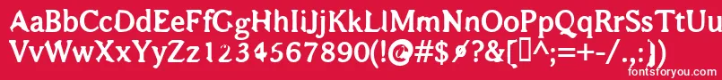 フォントBajsmaskinTjockSprutande – 赤い背景に白い文字
