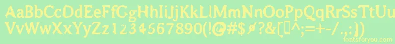 BajsmaskinTjockSprutande Font – Yellow Fonts on Green Background
