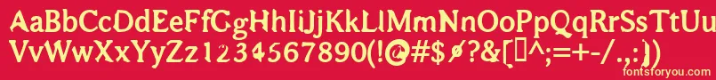 フォントBajsmaskinTjockSprutande – 黄色の文字、赤い背景