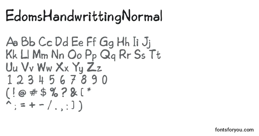 A fonte EdomsHandwrittingNormal – alfabeto, números, caracteres especiais