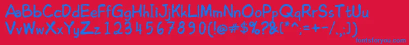 EdomsHandwrittingNormal Font – Blue Fonts on Red Background