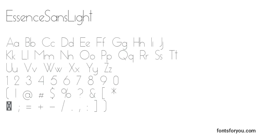 EssenceSansLight-fontti – aakkoset, numerot, erikoismerkit
