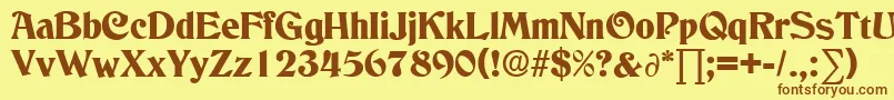 フォントColumbusDb – 茶色の文字が黄色の背景にあります。