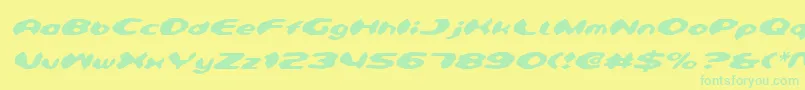 Fonte DetonatorItalic – fontes verdes em um fundo amarelo